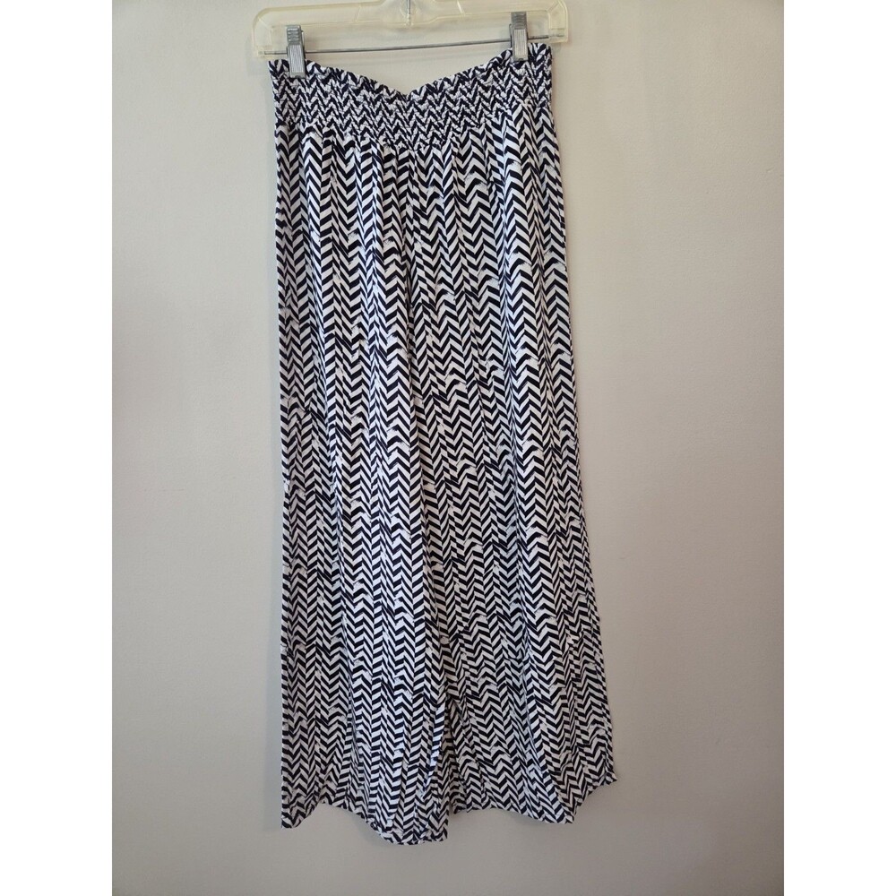 Maurice Womens Wide Leg Palazzo Pants Medium Black & White Ikat Pattern Elastic